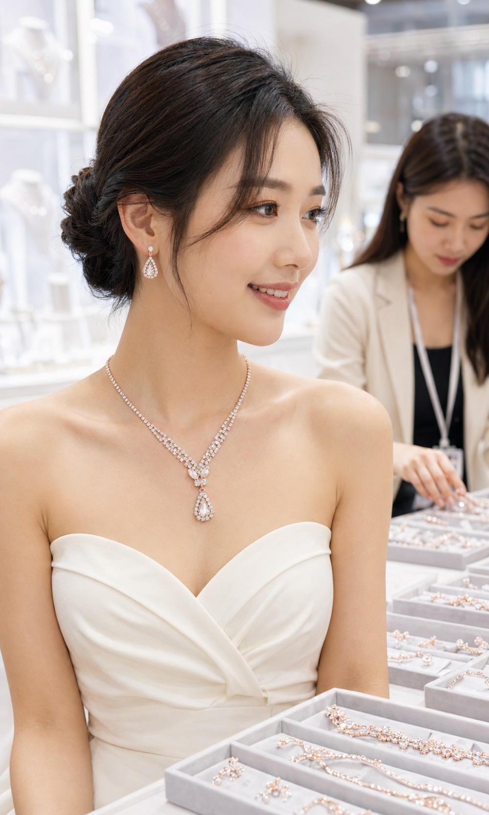 Wedding guest in rose gold crystal