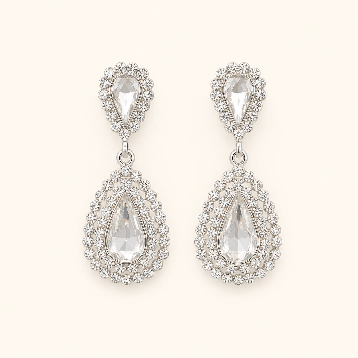 Bridal Crystal Statement Earrings Style 02