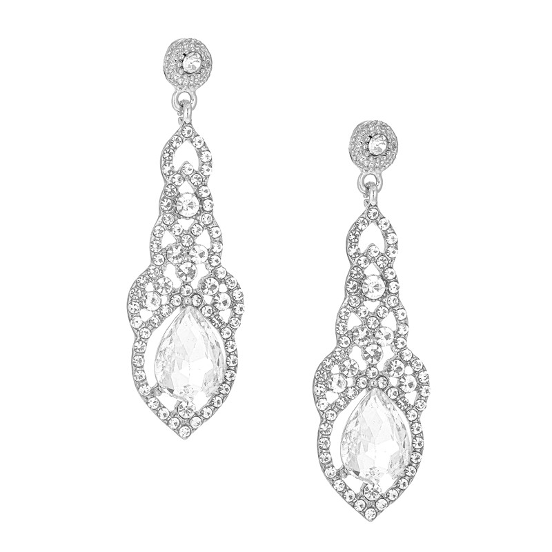 Bridal Crystal Teardrop Drop Earrings Style 02