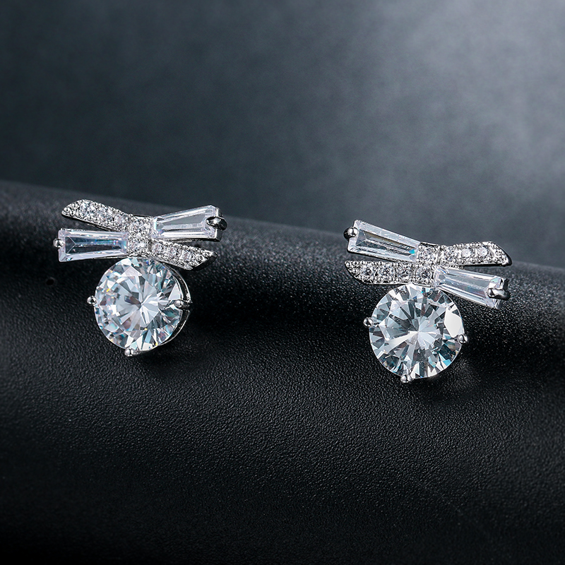 Bridesmaid Crystal Bow Butterfly Earrings
