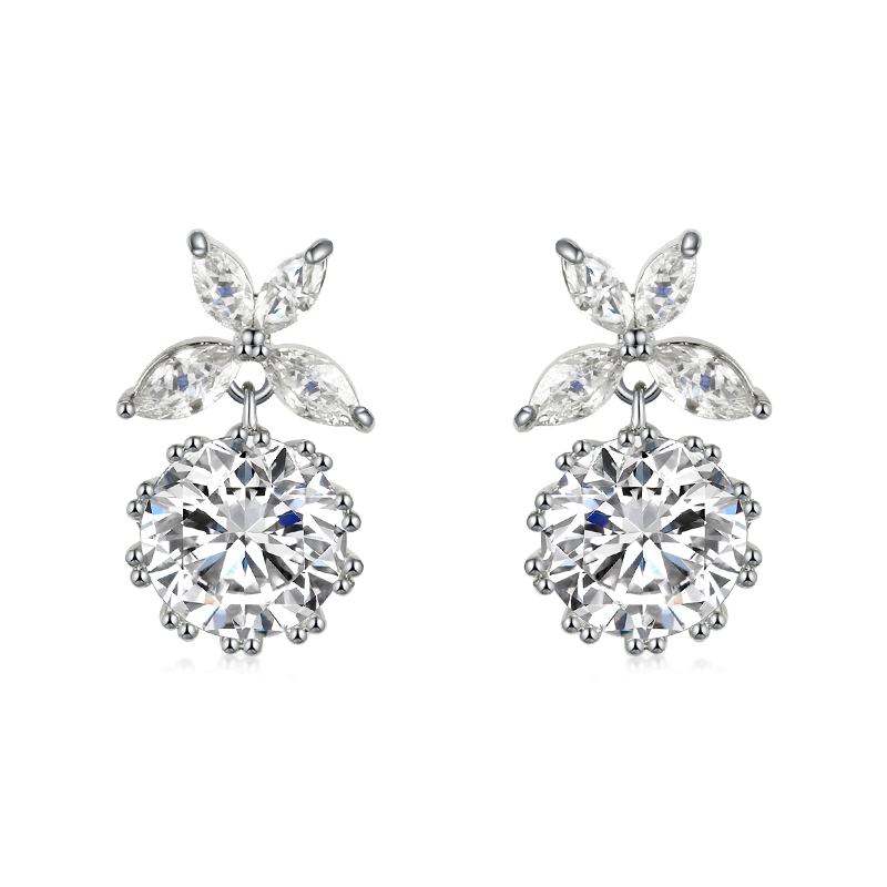 Bridesmaid Crystal Floral Earrings