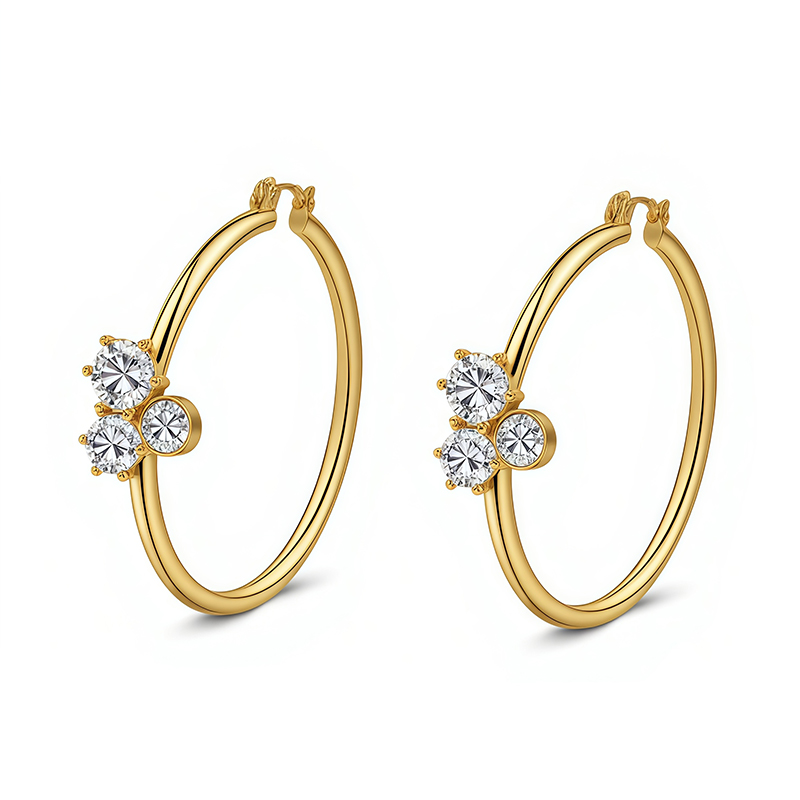Bridesmaid Crystal Floral Hoop Earrings