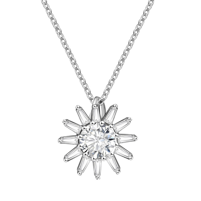 Classic Sunburst CZ Necklace Set
