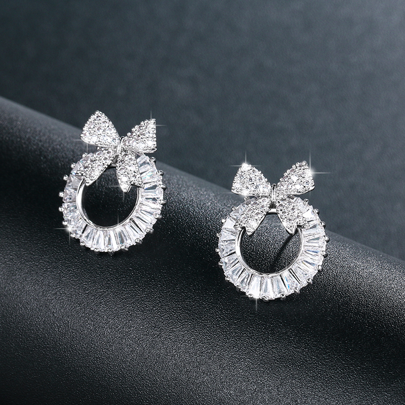 Cocktail Crystal Bow Butterfly Earrings