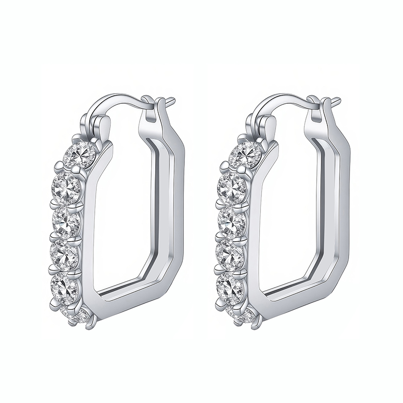 Cocktail Crystal Geometric Huggie Earrings