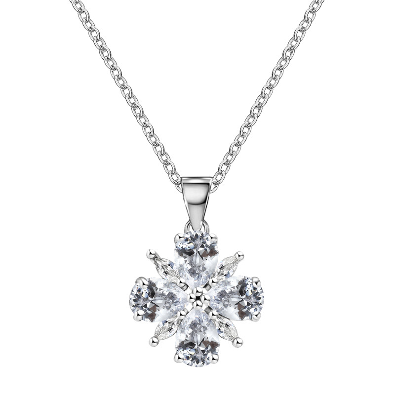 Four-Petal CZ Necklace Set