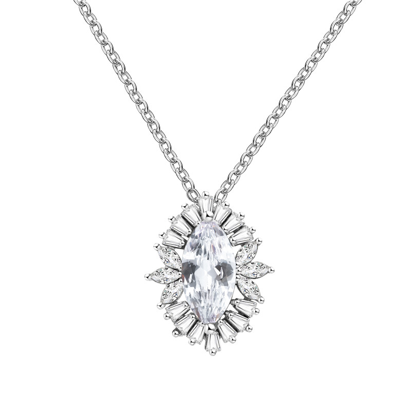 Marquise Halo Bridal Necklace Set