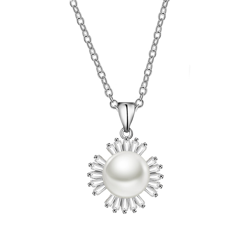 Pearl Round CZ Necklace Set