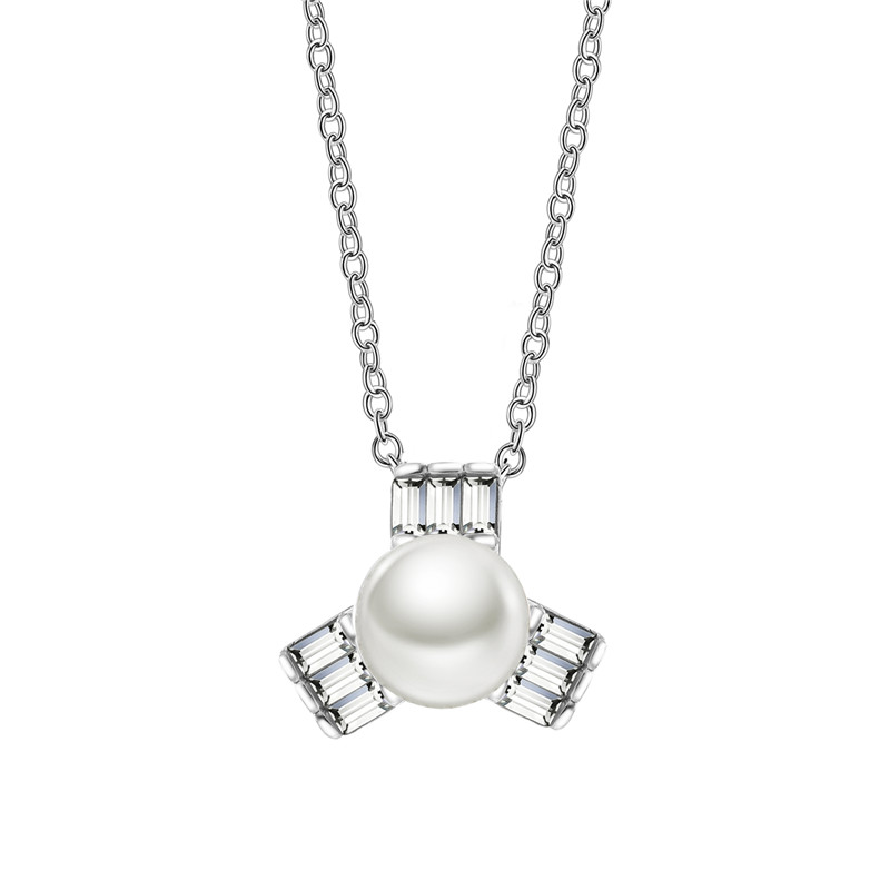 Pearl Square CZ Necklace Set