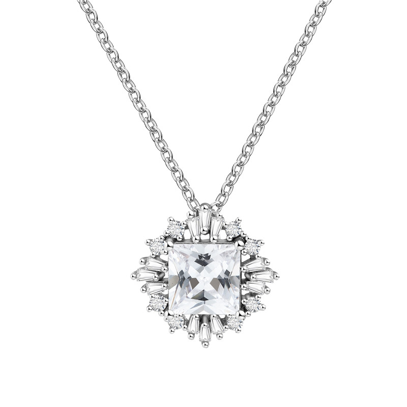 Princess Square CZ Necklace Set