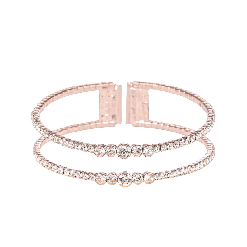 Rose Gold Double Row Crystal Bracelet