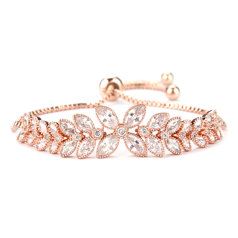 Rose Gold Floral Leaf Bracelet