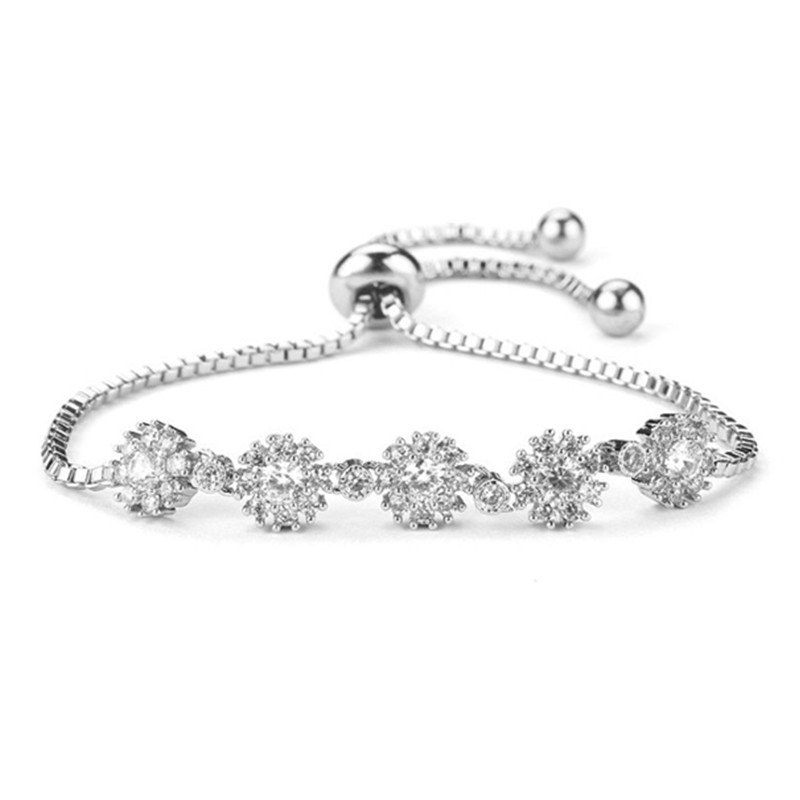 Silver Floral Crystal Bracelet