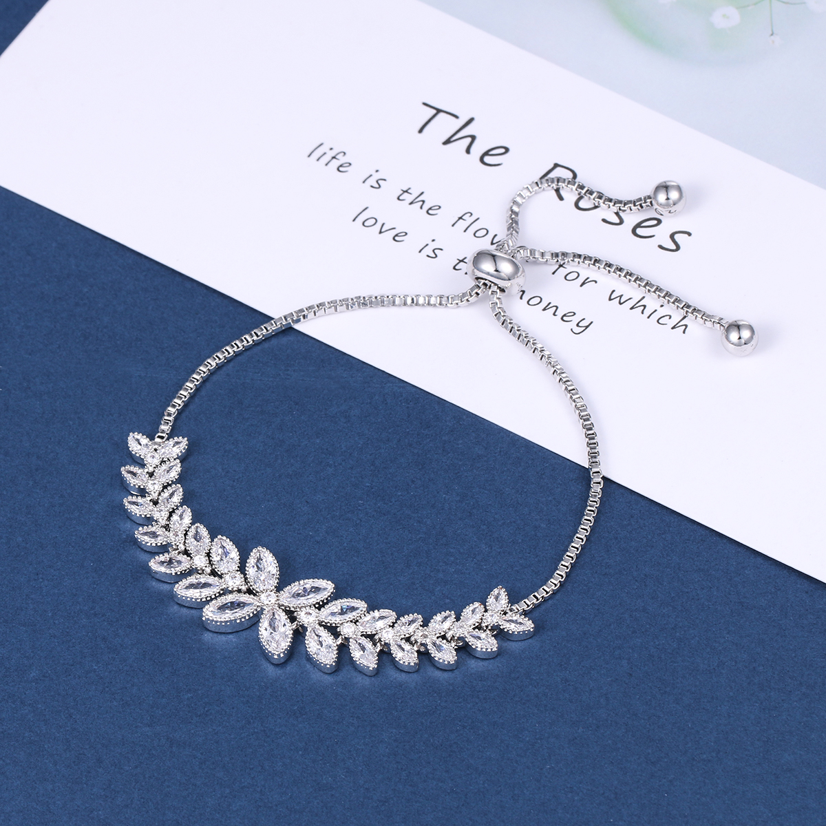 Silver Floral Leaf Bracelet