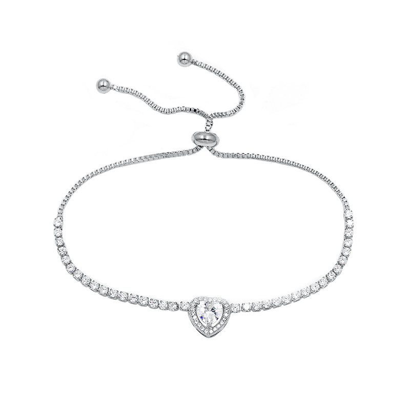 Silver Heart Tennis Bracelet