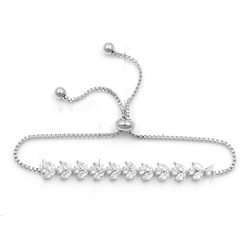 Silver Leaf Crystal Bracelet