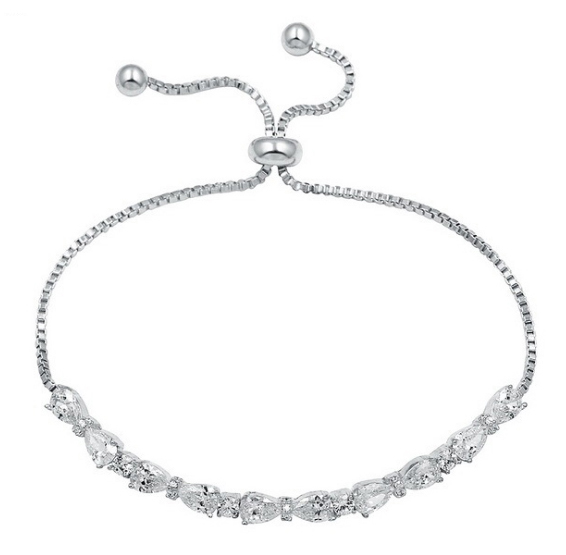 Silver Pear Crystal Bracelet