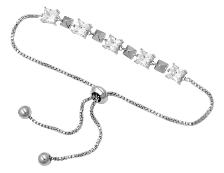 Silver Square Crystal Bracelet