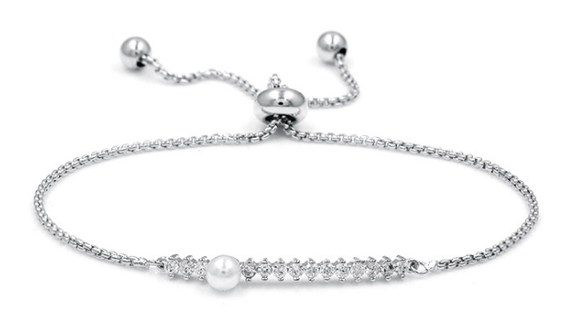 Single Pearl Crystal Bracelet