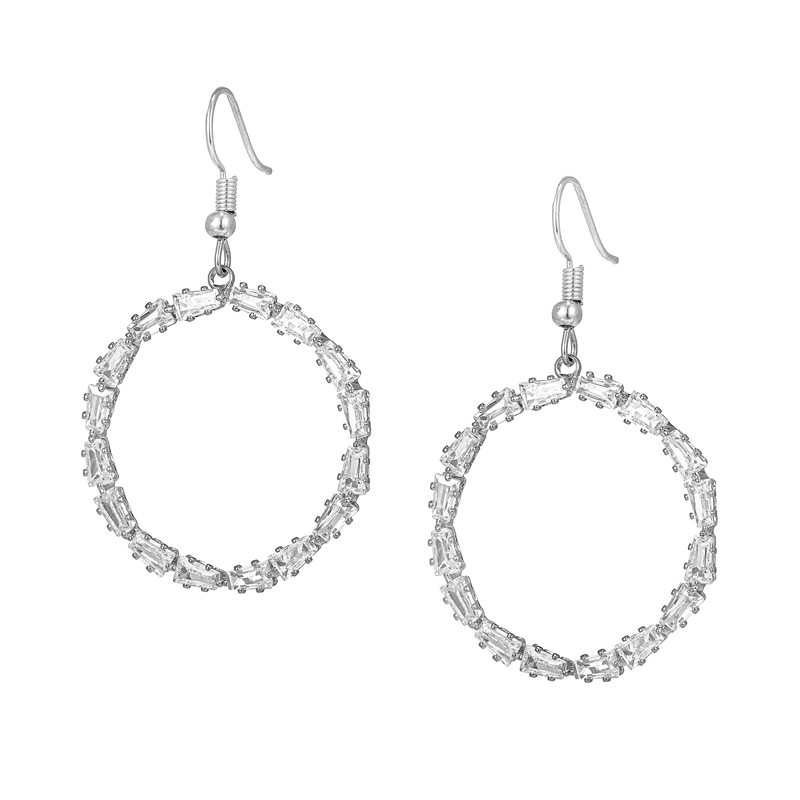 Wedding Guest Clear Crystal Round Statement Earrings
