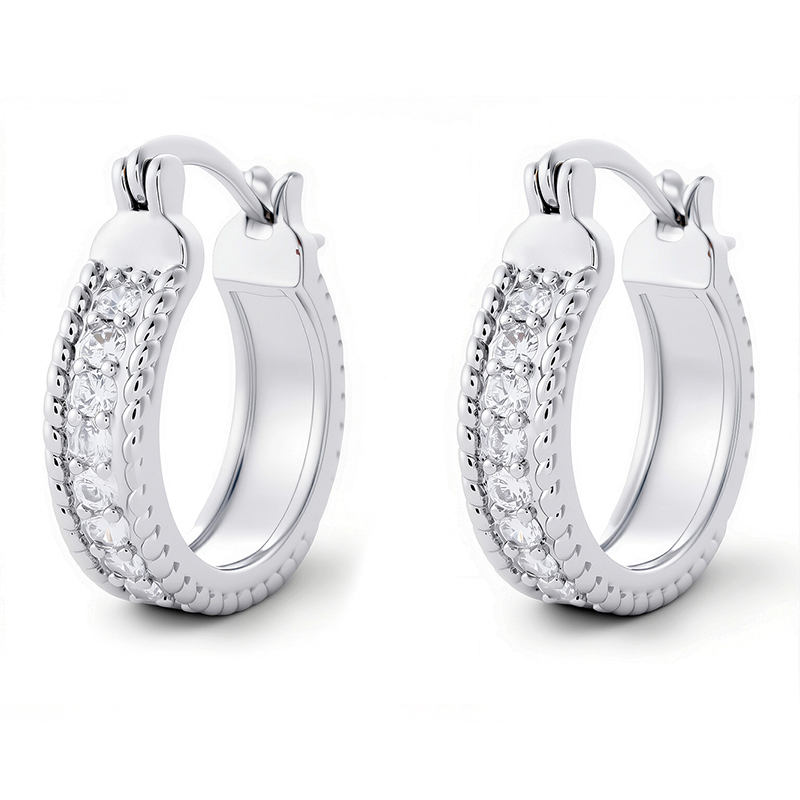 Wedding Guest Crystal Huggie Earrings Style 04