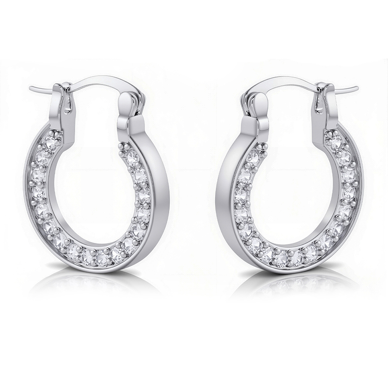 Wedding Guest Crystal Round Huggie Earrings