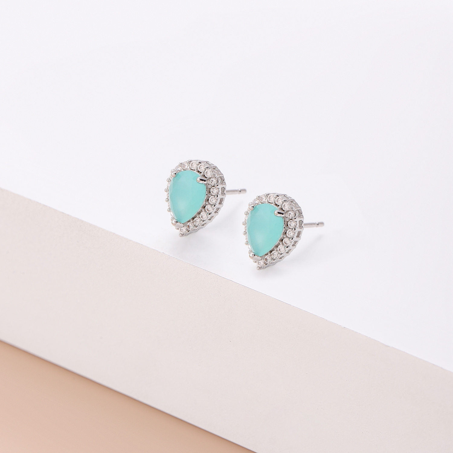 Wedding Guest Light Blue Teardrop Drop Earrings