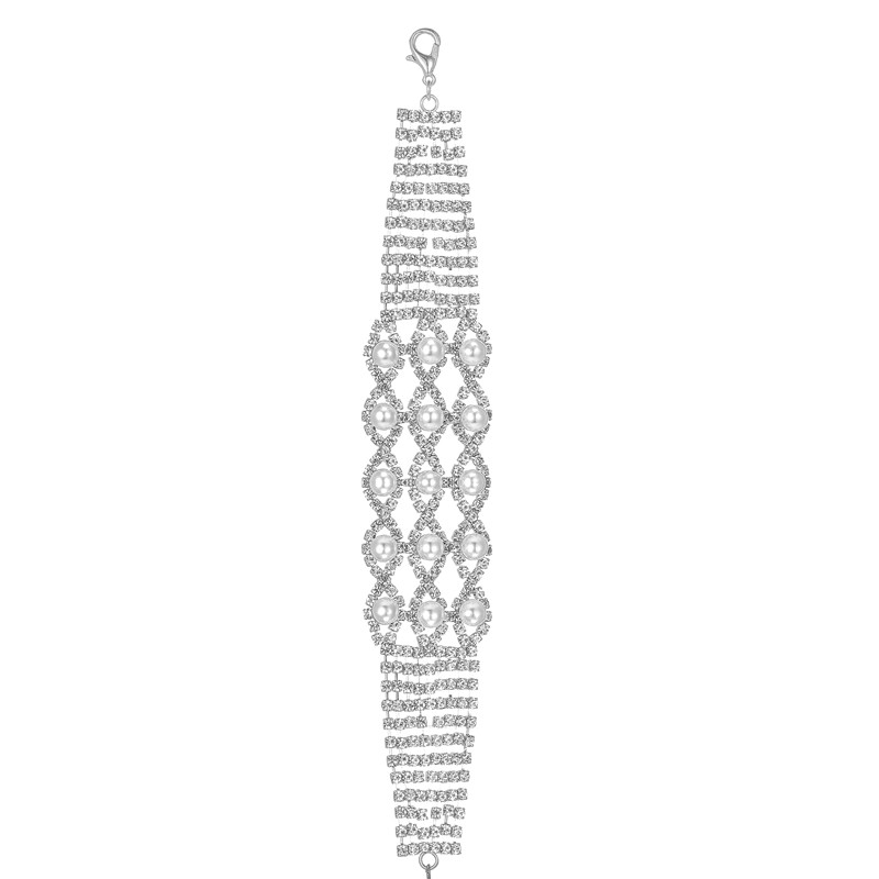Wide Rhinestone Evening Bracelet